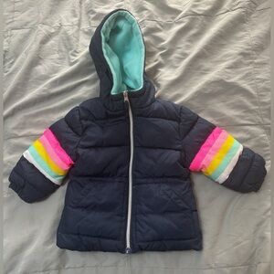 Pink Platinum Teal Fleece Lined Puffer Jacket Size‎ 18 M EUC Unused